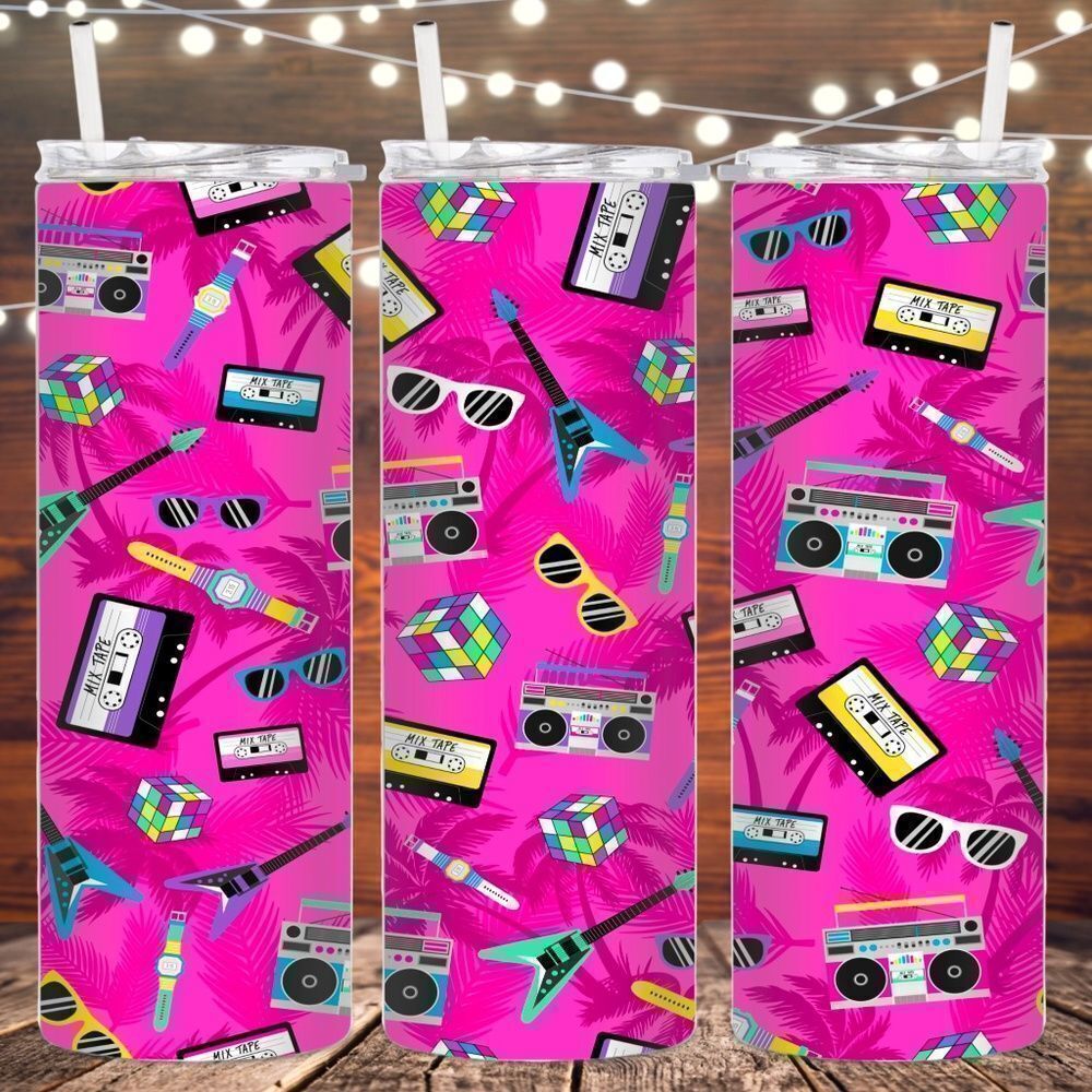 80s inspired metal tumbler